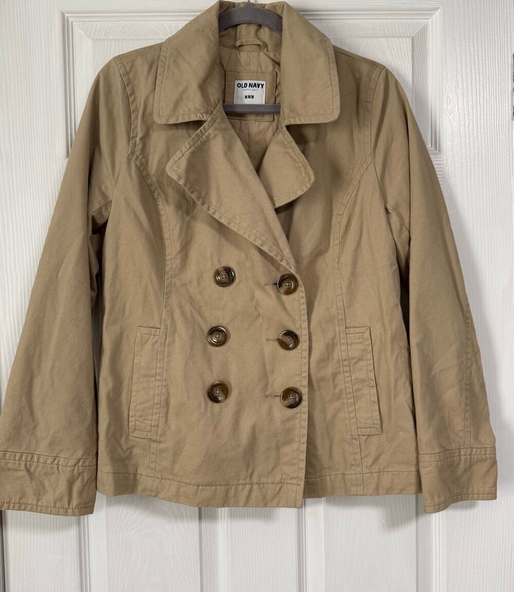 Old Navy Women's Cotton Rolled Oats Double Breasted Peacoat Size Medium